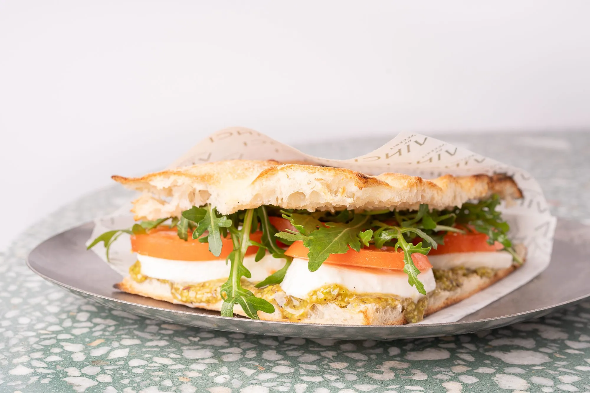 Focaccia with San Marzano tomato and fior di latte mozzarella